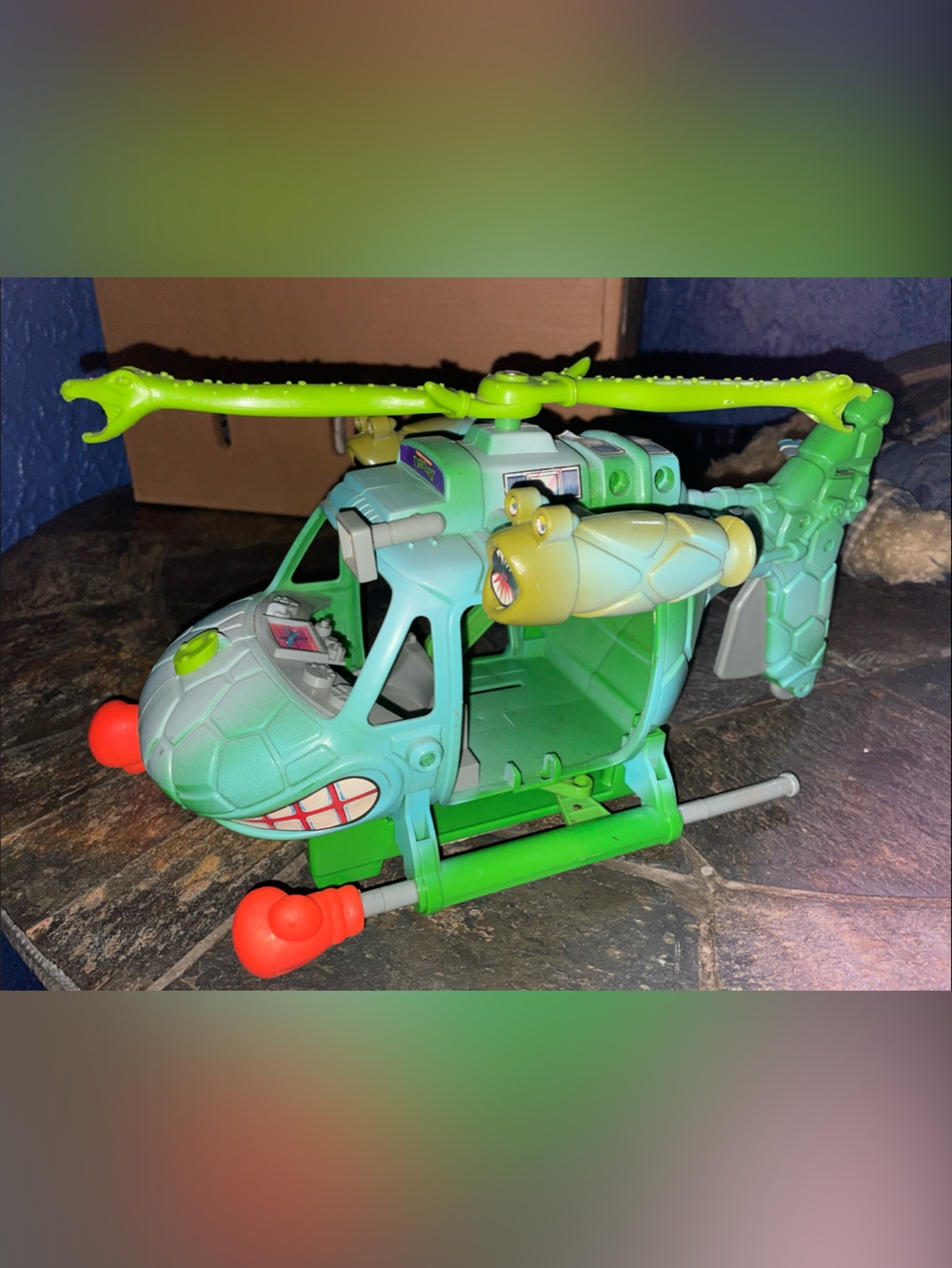 Green Turtle Rescue Helicopter Playset - Kids Action Toy